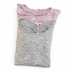 Juicy Couture Gray & Pink Knit Tops Set | Soft Stretch Casual Tee